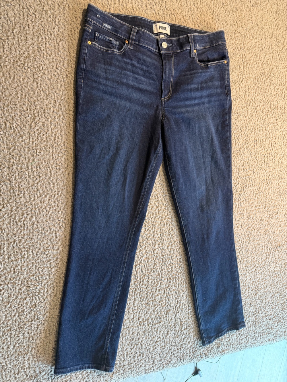 PAIGE Women's Dark Blue Straight leg Jeans